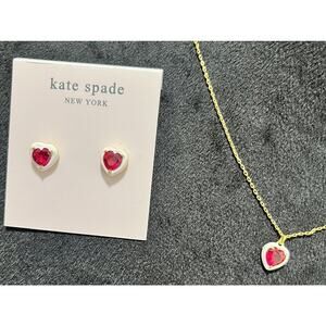 Kate Spade New York Sweetheart Statement Studs & Necklace NEW